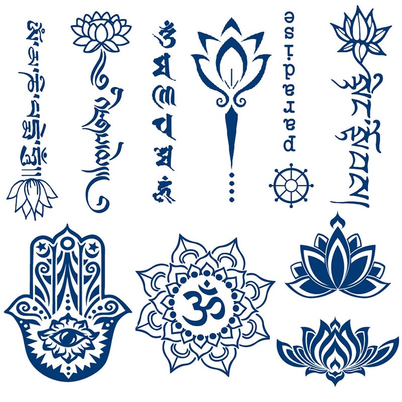 Semipermanent Temporary Tattoos Sticker 6Sheet 2 Weeks Long Last Lotus Flower TattoosPlantBased Ink Infinity Waterproof Tattoo Stickers