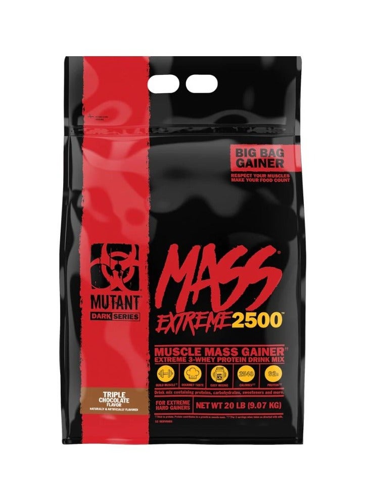Mutant ماس إكستريم 2500 مكسب كتلة العضلات شوكولاتة ثلاثية 12 رطل - Image 2