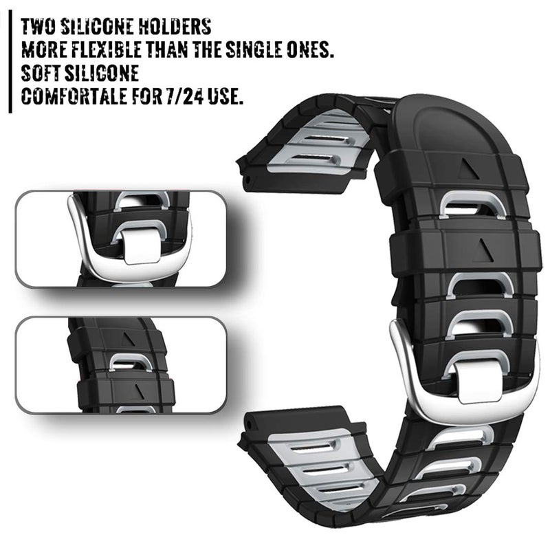 ANCOOL Compatible with Garmin Forerunner 920XT Bands Soft Sport Watch Band Replacement for Forerunner 920XT Smartwatch, Black/Grey - Image 4