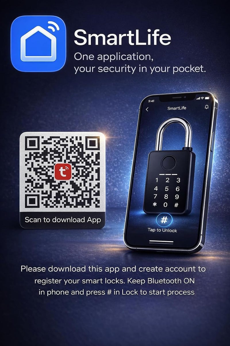 CBK Lock Fingerprint & Password Padlock | 6-Way Unlock | Lock for Gym, Office, Home, Luggage, Gate – Waterproof & Long Battery Life (1 Year Warranty) - Image 3