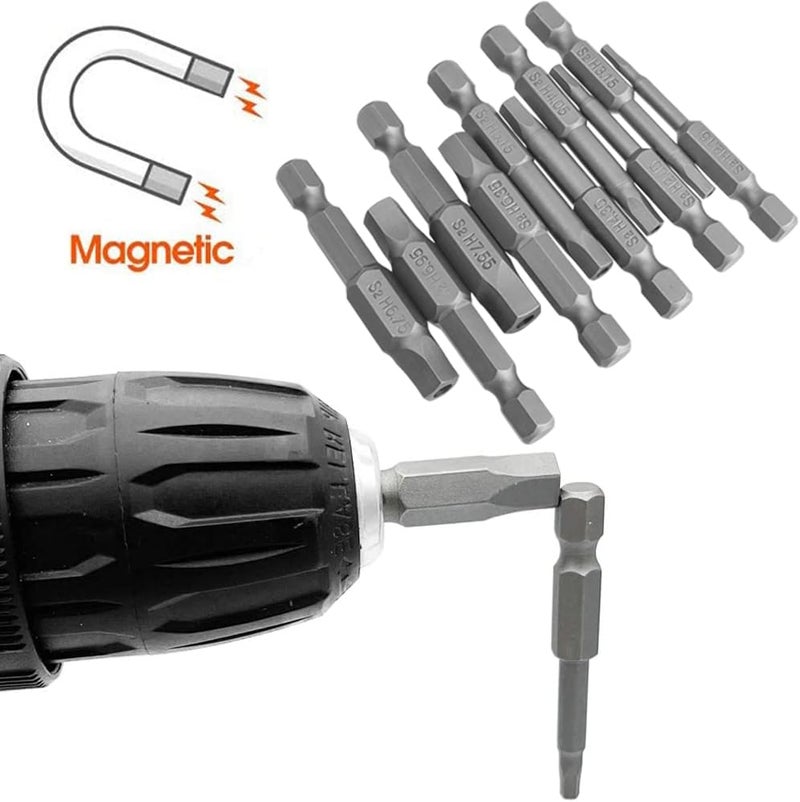 Eyech مجموعة 10 قطع من رؤوس مفكات البراغي المغناطيسية على شكل خماسي 14 بوصة مع عمود سداسي 5 نقاط أمان مقاوم للتلاعب 215735مم 50مم CrV - Image 5