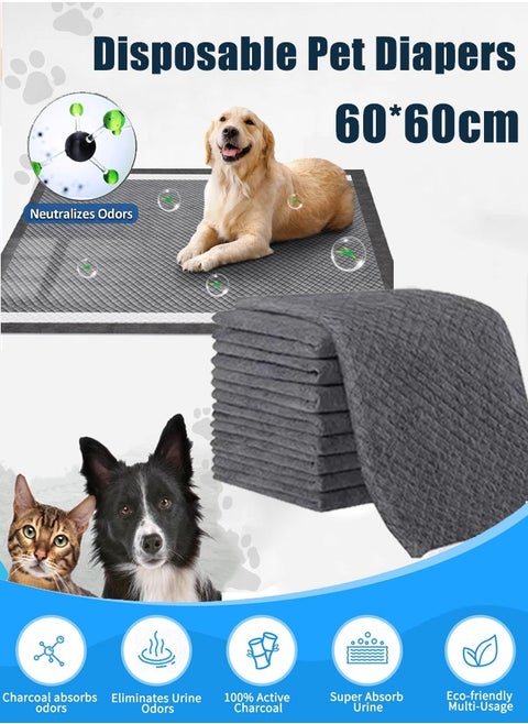 Activated Charcoal Pet Pee Pads, Odorless Charcoal Puppy Pads for Dogs Disposable Training Pads Large Disposable Puppy Pads Leak-Proof Super Absorbent Charcoal Potty Training Pad with Quick-Dry Surface for Dogs Puppies Cats Kittens or Small Pets