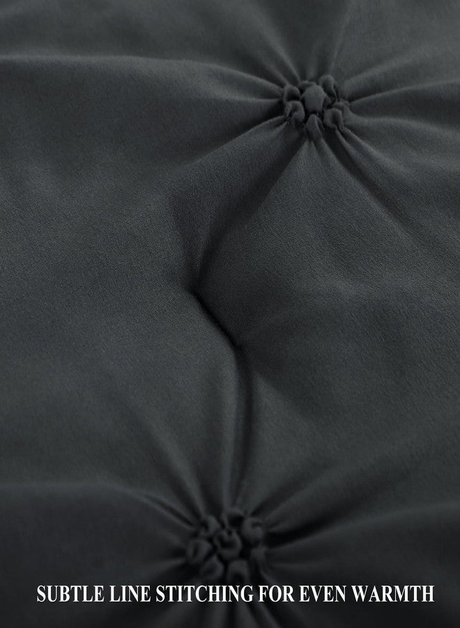Aisbo Pintuck Comforter Set Twin - Anthracite Grey Pinch Pleated 2-Pieces Comforter Set Soft and Lightweight, All Season Down Alternative Comforter for Twin Size Bed with 1 Pillow Shams - Image 5