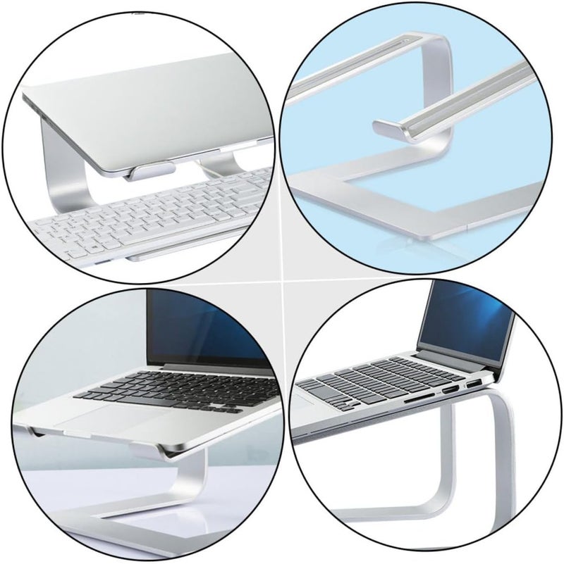 KESYOO Aluminum Alloy Laptop Cooling Rack with Detachable Ventilated Stand, Anti-Slip Computer Heightening Bracket for Office and Home Use, Silver - Image 3
