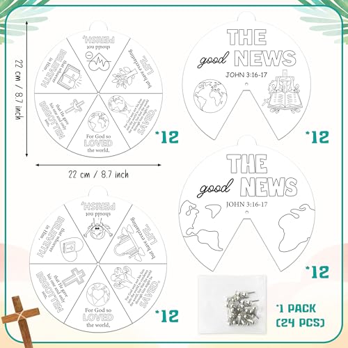 COcnny Religious Christian Craft Activities 24 Sets John 316 Coloring Crafts for Kids Color Your Own Bible Wheel Cards DIY Jesus Biblical The Good News Art Paper Game for Sunday School Class Home - Image 5