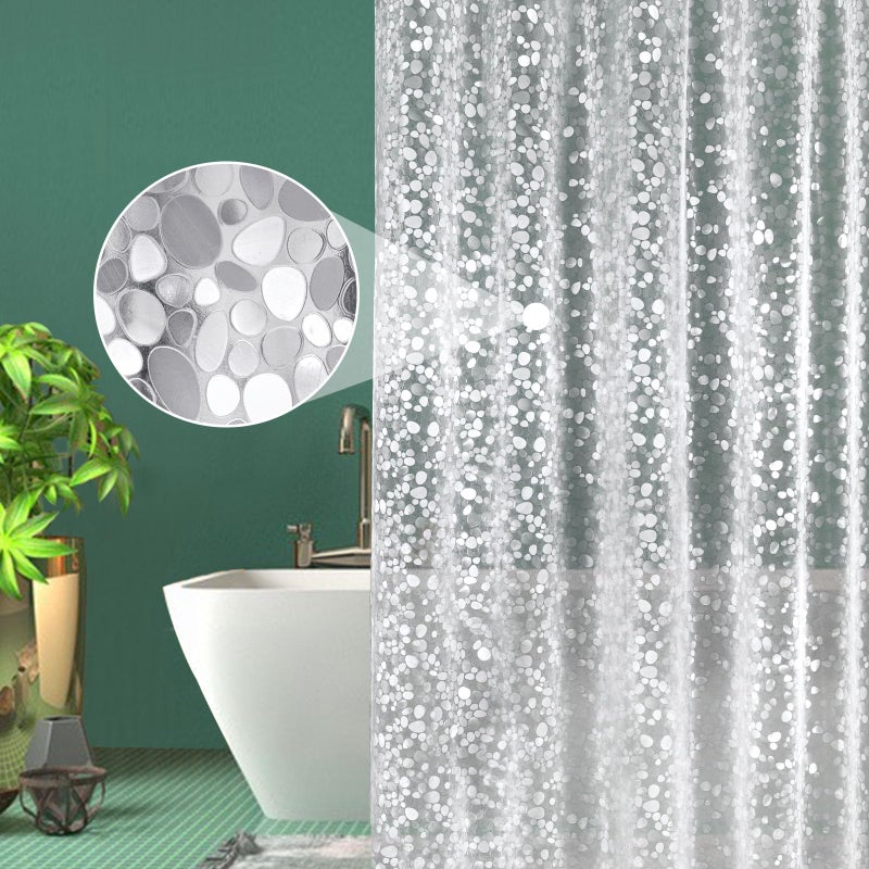 EurCross Ecofriendly Shower Curtains with Crystal Stone Waterproof and Mildew Resistant SemiTransparent Bathroom Curtain with Hooks  cobblestone  54W x 72L
