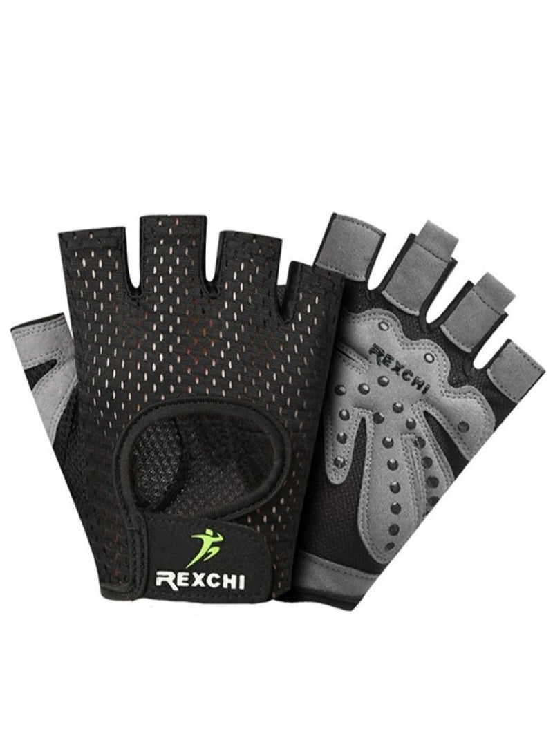 REXCHI Men's And Women's Half Finger Exercise  Cycling Anti-skid Breathable Gloves