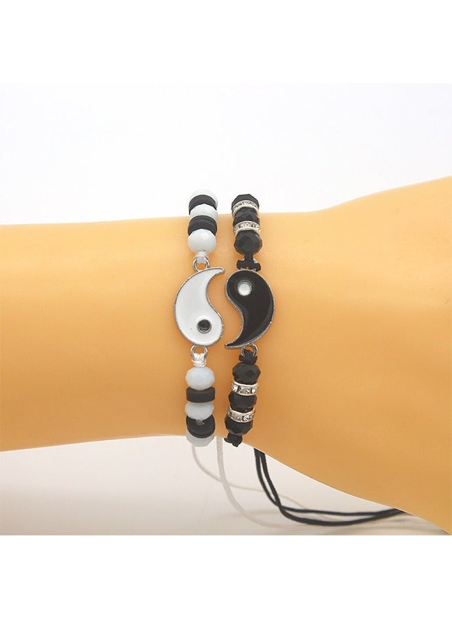 2 Pieces Yin Yang Tai Chi Beads Infinity Braided String Rope Bracelets - Image 4