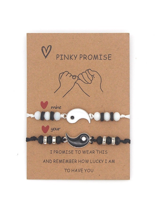 2 Pieces Yin Yang Tai Chi Beads Infinity Braided String Rope Bracelets - Image 2