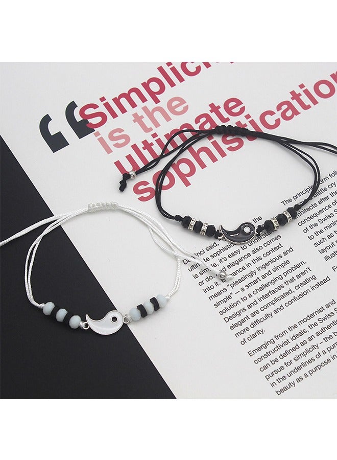 2 Pieces Yin Yang Tai Chi Beads Infinity Braided String Rope Bracelets - Image 3