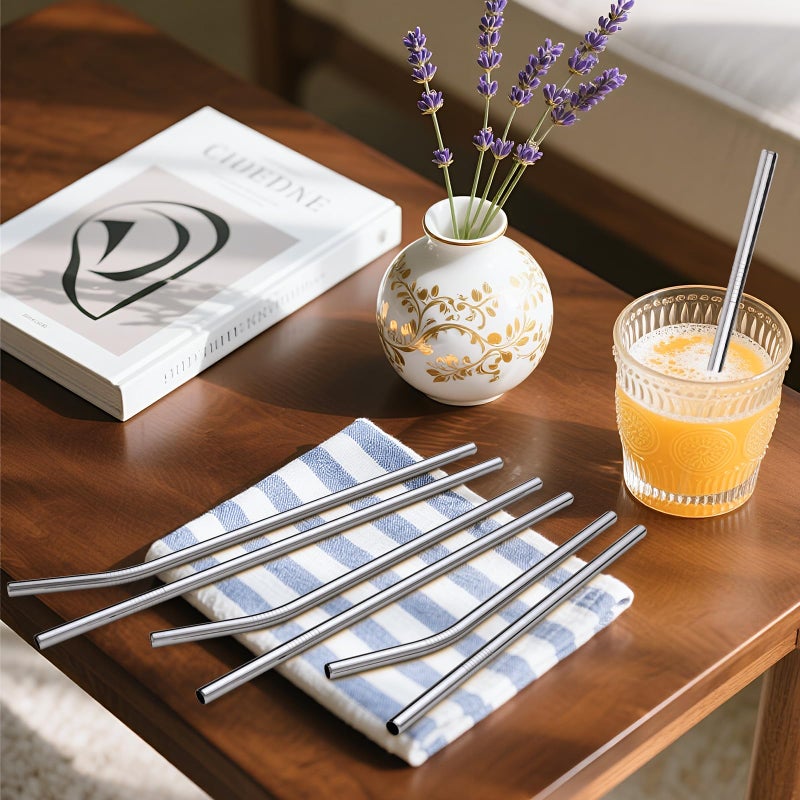 OKGD Set of 12 Reusable Stainless Steel Straws,0.31'' wide 3 Size - 12.2''10.5''8.5''Long Reusable Straw Chocolate Milk Straws with 2 Cleaning Brush for 10/20/30/40 oz - Image 5