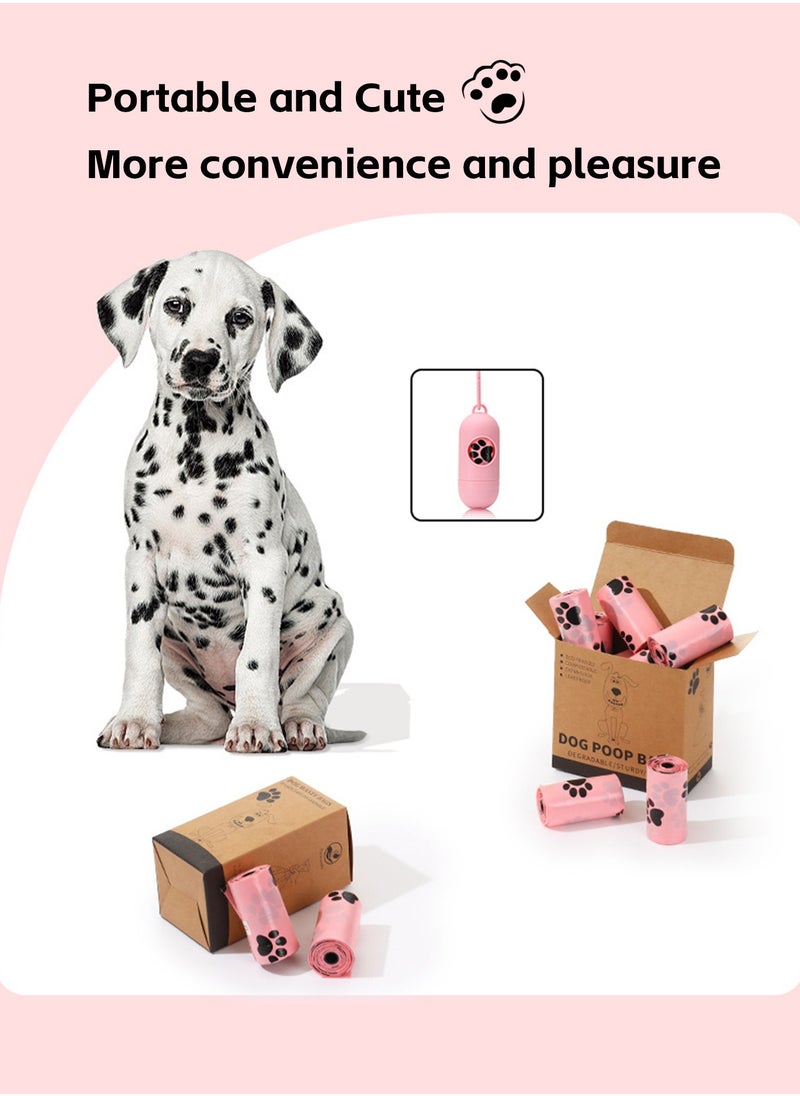 ShineShe - 26 Rolls Dog Bags Pet Dog Supplies for Dogs, including 1pcs Pink Adjustable Dispenser, Extra Thick and Strong, 100% Leak Proof, Biodegradable Waste Bag - Image 1