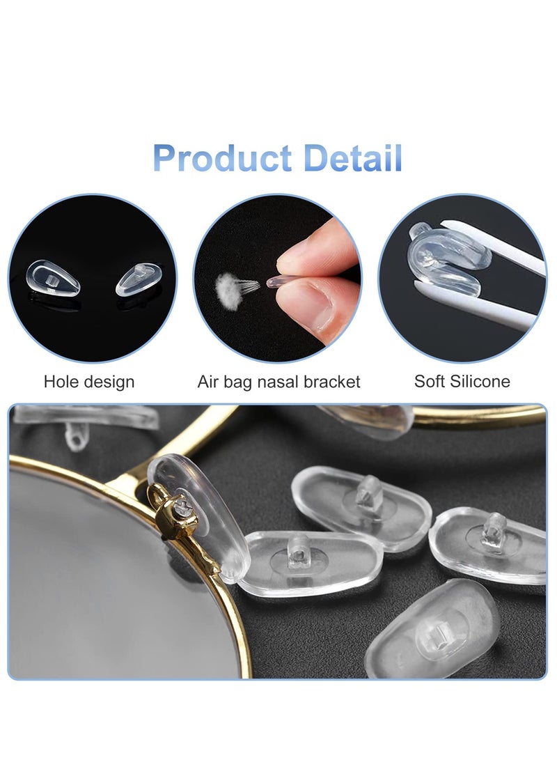 KASTWAVE وسادات أنف لاصقة للنظارات، 25 زوجًا من وسادات الأنف المصنوعة من السيليكون، وسادة أنف مضادة للانزلاق، طقم إصلاح النظارات مع براغي ومفك براغي وقطعة قماش للتنظيف  - Image 3