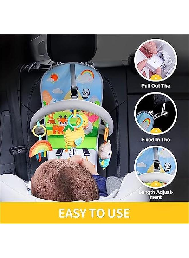 هوكور العاب مقعد سيارة للاطفال الرضع من عمر 6 اشهر فما فوق، العاب مقعد سيارة قابلة للتعديل مع مراة اطفال و، العاب اطفال حسية ناعمة للاطفال من عمر 6 الى 12 شهر، قطيفة - Image 4