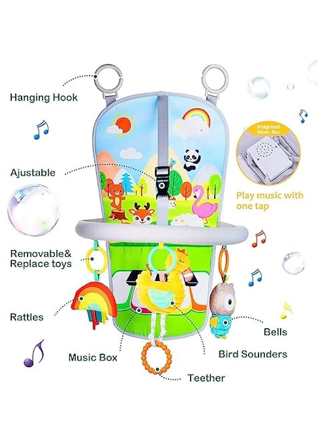 هوكور العاب مقعد سيارة للاطفال الرضع من عمر 6 اشهر فما فوق، العاب مقعد سيارة قابلة للتعديل مع مراة اطفال و، العاب اطفال حسية ناعمة للاطفال من عمر 6 الى 12 شهر، قطيفة - Image 5