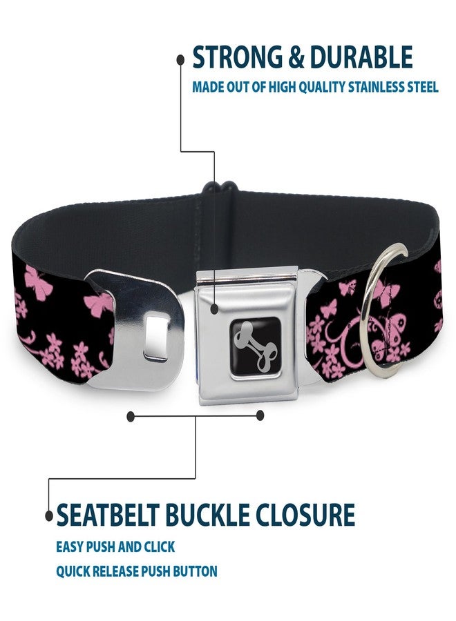 Buckle Down Buckle-Down Seatbelt Buckle Dog Collar - Butterfly Garden Black/Pink - 1" Wide - Fits 15-26" Neck - Large - Image 4