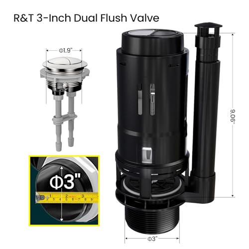 RT صمام تدفق مزدوج 3 بوصة من R&T مع زر دفع علوي مجموعة إصلاح المرحاض داخل الخزان مجموعة استبدال صمام التدفق المزدوج للمرحاض ذو القطعتين A2422M - Image 3