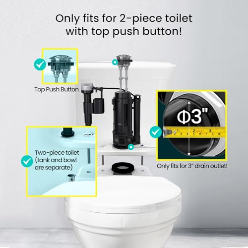 RT صمام تدفق مزدوج 3 بوصة من R&T مع زر دفع علوي مجموعة إصلاح المرحاض داخل الخزان مجموعة استبدال صمام التدفق المزدوج للمرحاض ذو القطعتين A2422M - Image 4