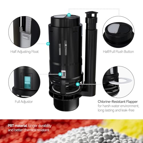 RT صمام تدفق مزدوج 3 بوصة من R&T مع زر دفع علوي مجموعة إصلاح المرحاض داخل الخزان مجموعة استبدال صمام التدفق المزدوج للمرحاض ذو القطعتين A2422M - Image 5