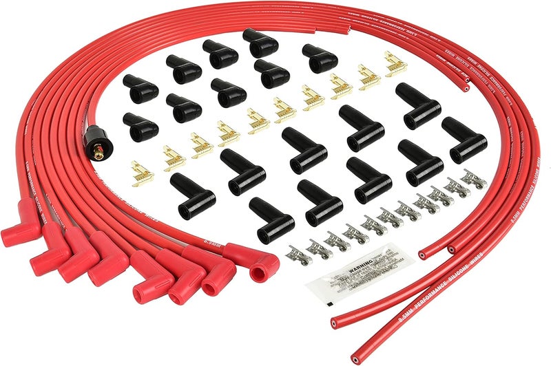 RLP مجموعة أسلاك شمعات الإشعال العالمية RLP بقطر 8.5 مم مع غلاف سيليكون أحمر وأحذية بزاوية 90 درجة - Image 2