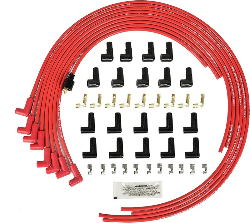 RLP مجموعة أسلاك شمعات الإشعال العالمية RLP بقطر 8.5 مم مع غلاف سيليكون أحمر وأحذية بزاوية 90 درجة - Image 1
