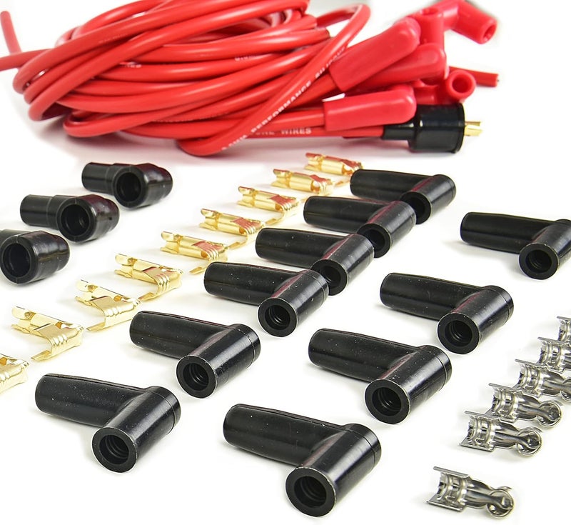 RLP مجموعة أسلاك شمعات الإشعال العالمية RLP بقطر 8.5 مم مع غلاف سيليكون أحمر وأحذية بزاوية 90 درجة - Image 3