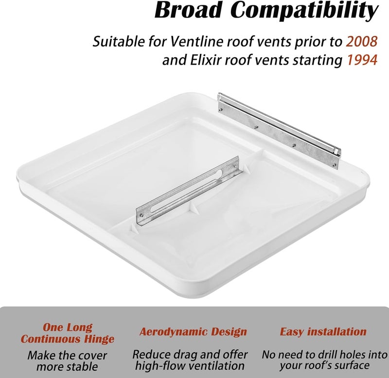 caqeg 2 Pack 14" Universal Roof Vent Cover Vent Lid Replacement for RV, Trailer, Camper, Motorhome Roof Vent Cover White - Image 4