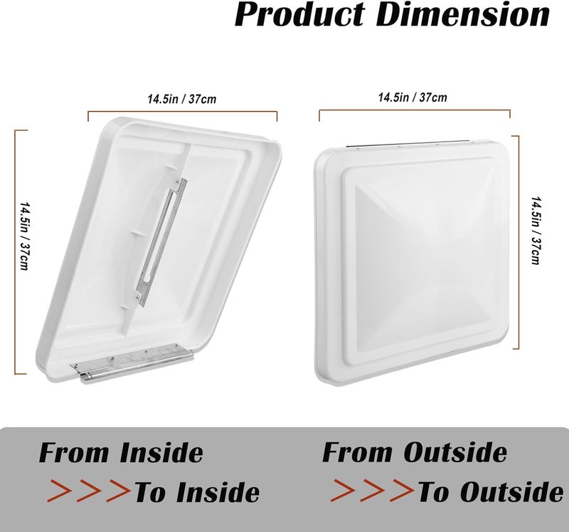caqeg 2 Pack 14" Universal Roof Vent Cover Vent Lid Replacement for RV, Trailer, Camper, Motorhome Roof Vent Cover White - Image 5