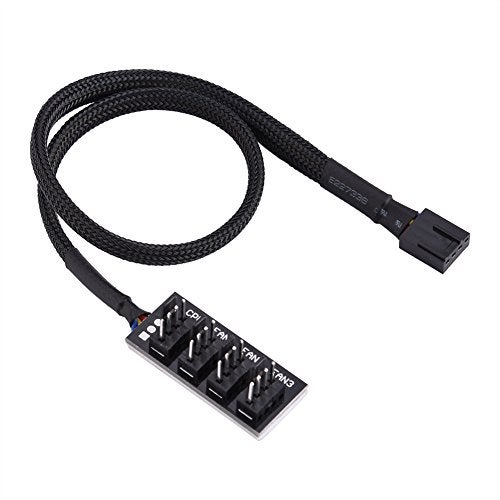 Bewinner 4-Pin PWM Fan Hub, 4-pin Male for CPU Fan PC Fans Hub, Computer CPU/Case Fan Power Multi Splitter Connector Cable Adapter for 12V Computer 3-pin 4-pin Fans - Image 1
