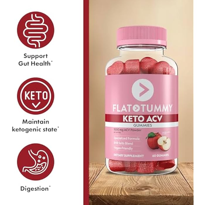 Flat Tummy جواهر كيتو ACV لتسطيح البطن، 60 حبة – تركيبة متخصصة، مكمل كيتو بعد GLP-1، صديق للنباتيين، غير معدّل وراثيًا - جواهر خل التفاح، أملاح BHB، مساحيق السوبر فود من الشمندر والرمان - Image 4