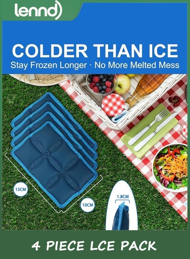 LENND 4 Piece lce Pack, lce Pack for Cooler Long Lasting Reusable Freezer Packs for Lunch Box, Lunch Bag, Cooler Bag for Work, School, Picnic, Camping, Fishing and More, Keep Beverages Foods Cold & Fresh - Image 4