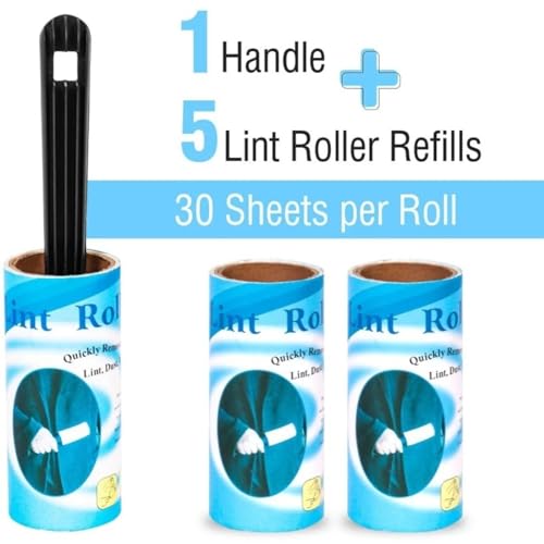 NYRWANA Lint Roller for Clothes | Set of 5 Rolls | Lint Remover Roller, Reusable, Blue - Image 5