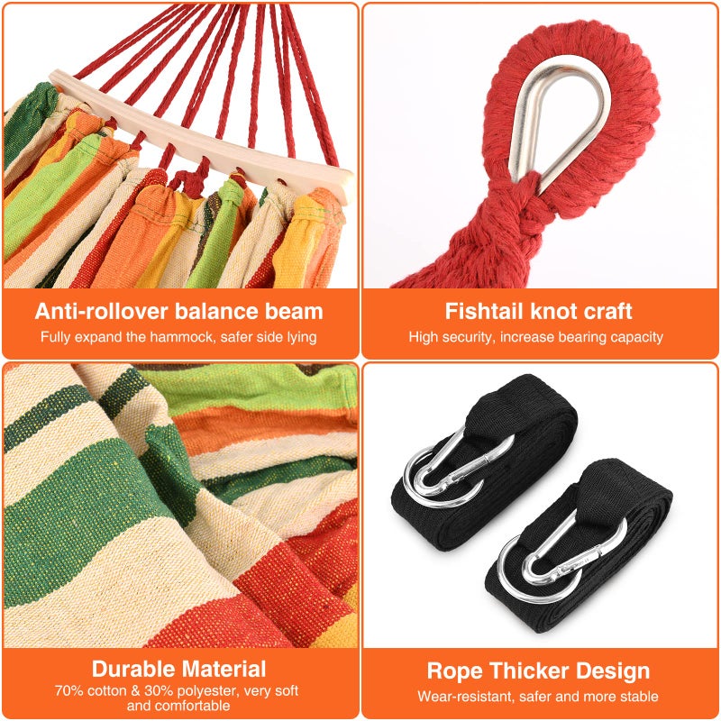 Bestrip Portable Hammock Single & Double Hammocks with Carrying Bag and 2 Tree Straps for Camping Travel Beach Outdoor 660lbs Capacity - Image 5