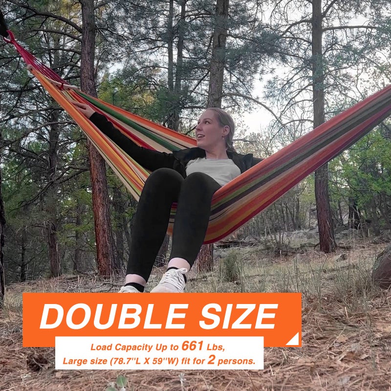 Bestrip Portable Hammock Single & Double Hammocks with Carrying Bag and 2 Tree Straps for Camping Travel Beach Outdoor 660lbs Capacity - Image 2