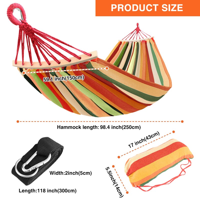 Bestrip Portable Hammock Single & Double Hammocks with Carrying Bag and 2 Tree Straps for Camping Travel Beach Outdoor 660lbs Capacity - Image 4