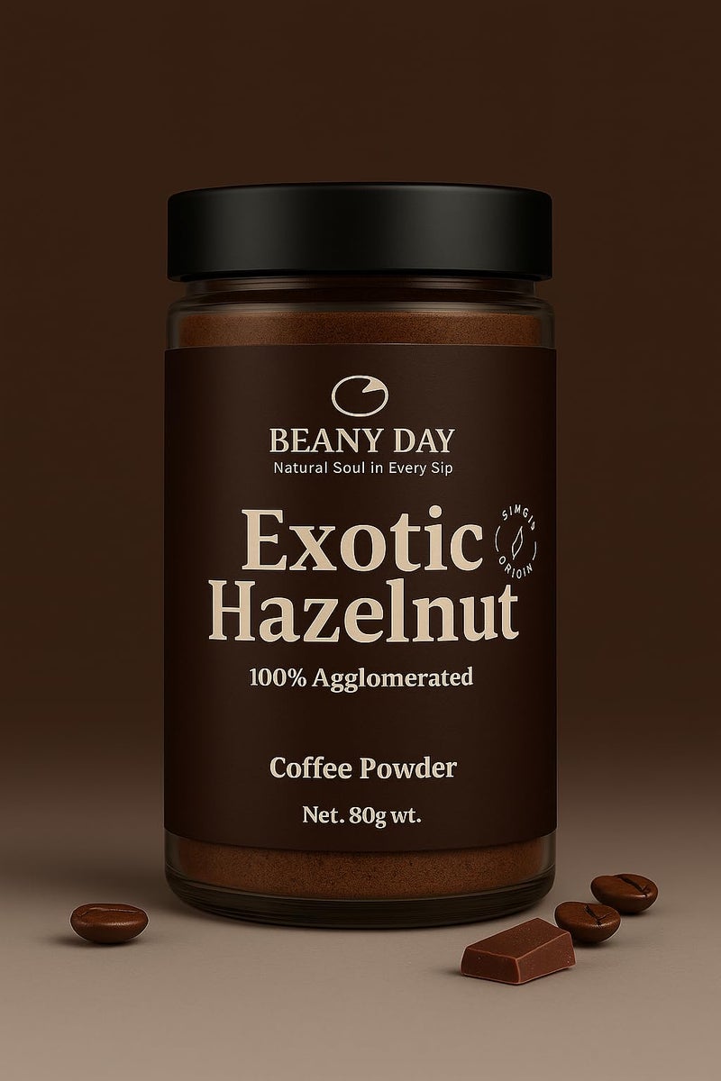 Beany Day قهوة فورية من بندق بياني داي الغريبة | 100% نقية، بدون شوكولاتة أو مواد حافظة | قوية وعطرية | ساخنة/باردة، لاتيه، كابتشينو | 80 جرام | تصنع 40 كوب - Image 2
