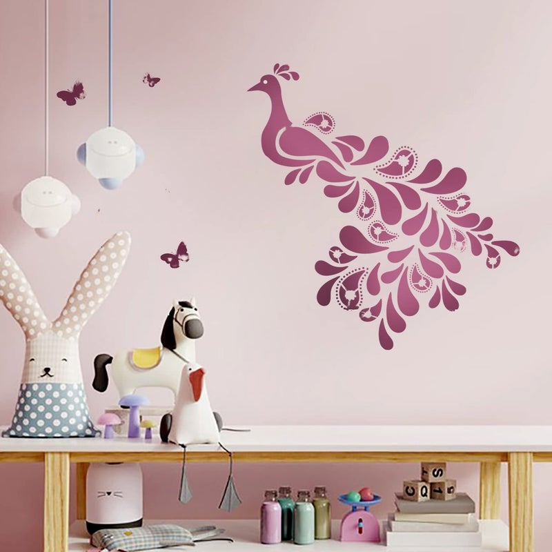 DECORZE Peacock Wall Painting Stencil | Large Stencil - Dws-01 - Image 1