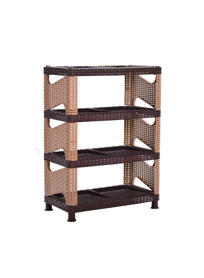 Al-Andalos Rattan shoe rack with 4 floors for shoe storage, 32 x 79 cm, from Andalus, brown * beige 727