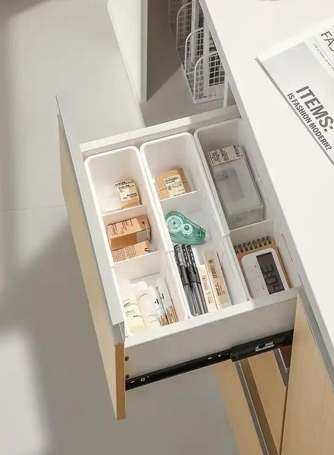 Homava Multipurpose Plastic Retractable Expandable Home Cabinet Space Small Storage | Pack-3 | White | Plastic - Image 2