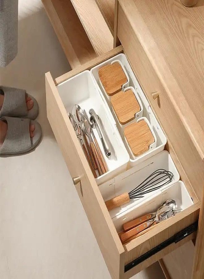 Homava Multipurpose Plastic Retractable Expandable Home Cabinet Space Small Storage | Pack-3 | White | Plastic - Image 4