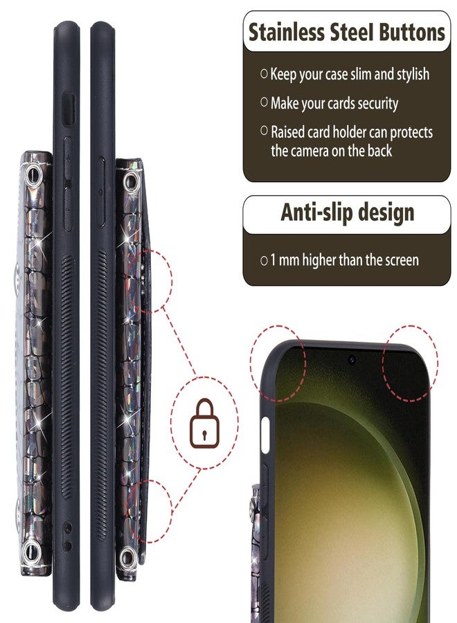 Asuwish Phone Case for Samsung Galaxy S23 Ultra 5G Wallet Cover with Screen Protector and Card Holder Stand Leather Bling Glitter Cell Accessories S23Ultra 23S S 23 23Ultra 6.8 inch Women Men Black - Image 5