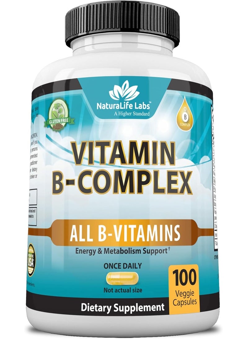 NaturaLife Labs itamin B Complex Nervous System Support 100 Veggie Capsules 100 Servings - Image 1