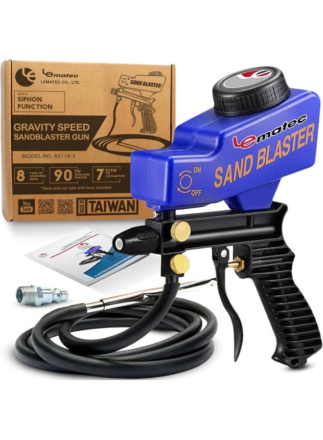 LE Lematec Sand Blaster Gun Kit for Air Compressor with Continuous Blasting - Image 1