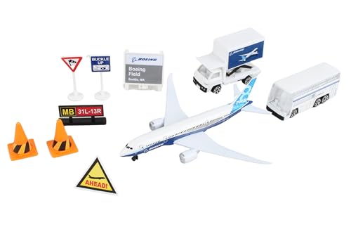 Daron مجموعة ألعاب مطار دارون – بوينغ 787 – طائرة معدنية مصنوعة من الصب مع ملحقات بلاستيكية ومركبات للأطفال من عمر 3 سنوات فما فوق - Image 2