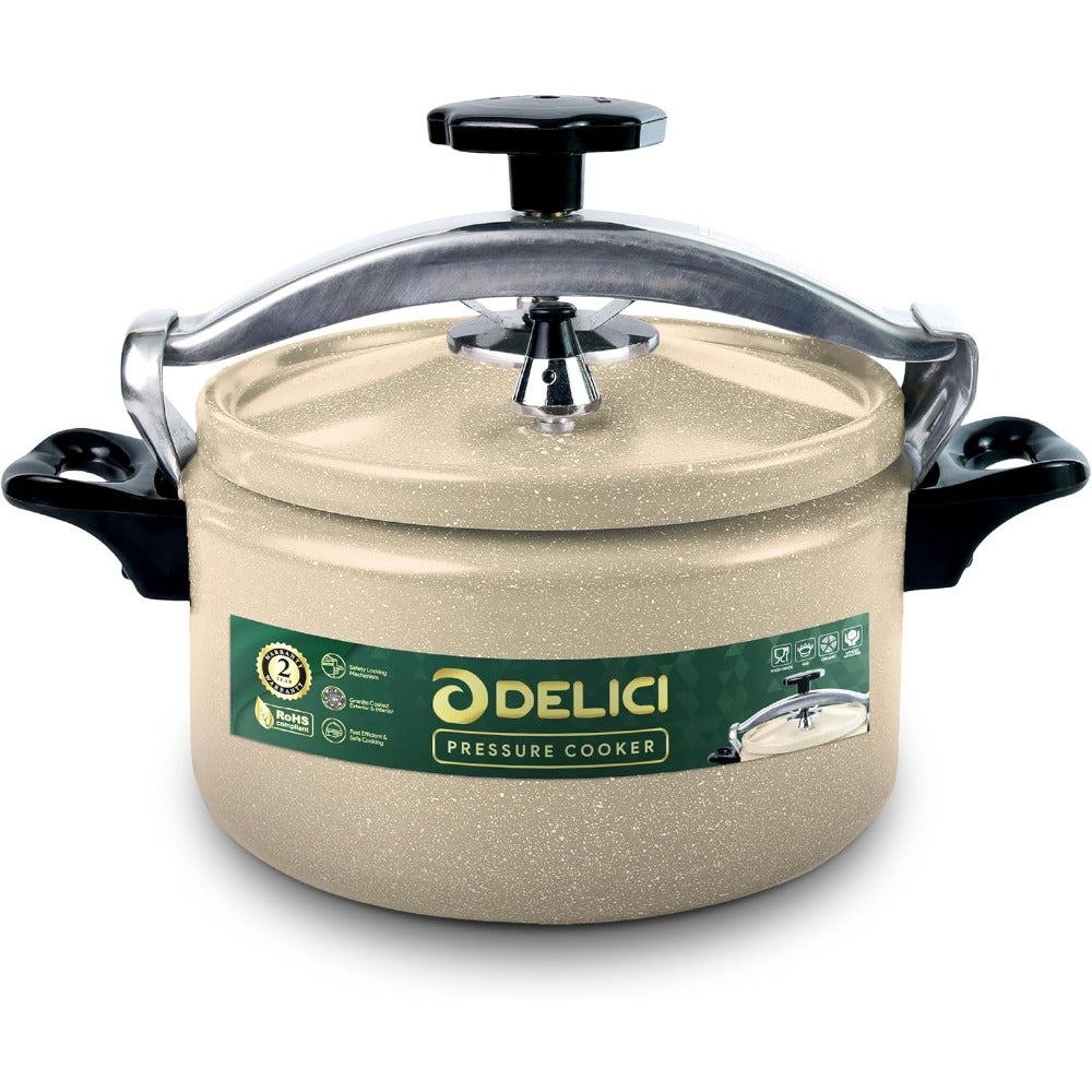 Aluminium Pressure Cooker 5 Litre DPC 5B Durable Body Lid, Safety Locking Mechanism, Fast Cooking, Heat-Resistant Sealing Ring, 2-Year Warranty