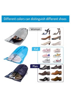 Y&D Portable Travel Shoe Bag, 15 Pieces Large Repeatable Non-Woven Dustproof Drawstring Shoes Pouch Storage Bags with Transparent Slot and Visual Window for Men Women by KASTWAVE (Gray, Blue, Black)  - Image 2