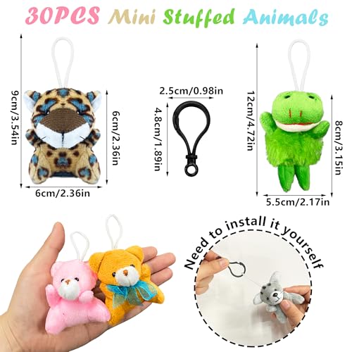 XIPEGPA 30 PCS Mini Plush Animals Keychain Set Small Stuffed Animals for Goodie Bags Easter Schools Birthday Party Favor Supplies - Image 5