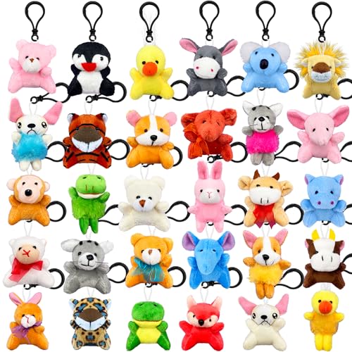 XIPEGPA 30 PCS Mini Plush Animals Keychain Set Small Stuffed Animals for Goodie Bags Easter Schools Birthday Party Favor Supplies - Image 1