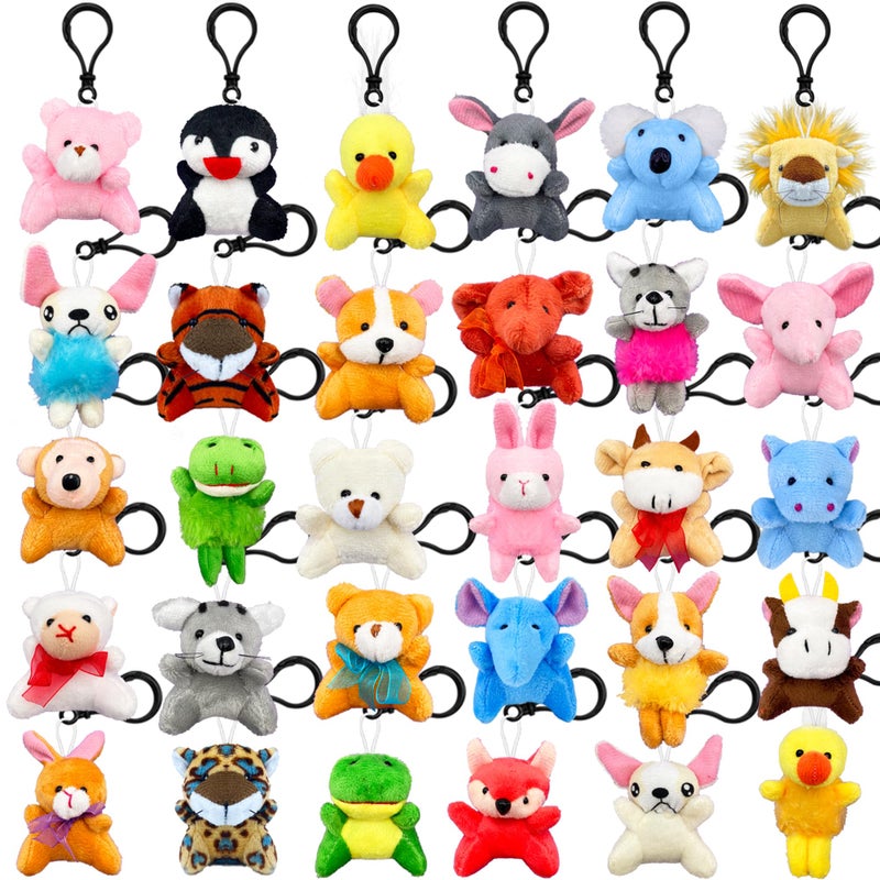 XIPEGPA 30 PCS Mini Plush Animals Keychain Set Small Stuffed Animals for Goodie Bags Easter Schools Birthday Party Favor Supplies - Image 3