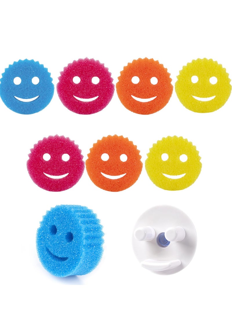 SYOSI Scrub Dish Sponge Set Color Variety Pack (8 Sponges & 1 Sponge Holder) Made with Polymer Foam - Stain & Odor Resistant Kitchen Sponge Set, Scratch-Free Sponges for Dishes & Home - Image 1